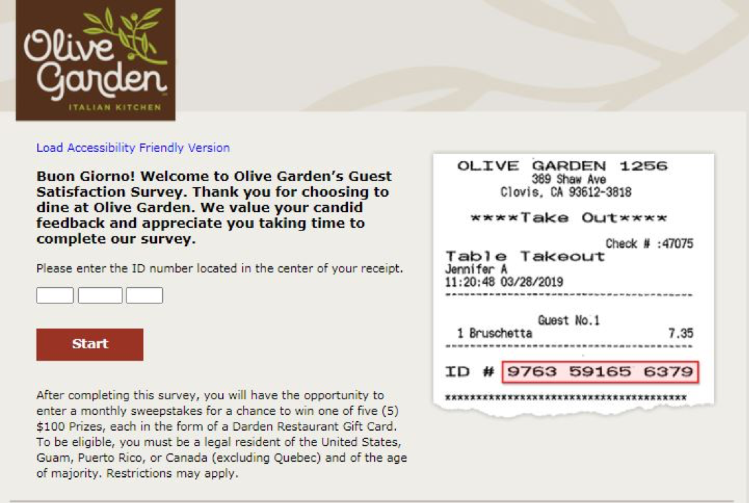 Olive Garden Customer Feedback Survey